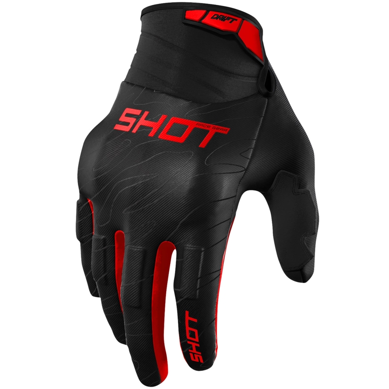 Shot Drift Onyx rote Motocross-Handschuhe