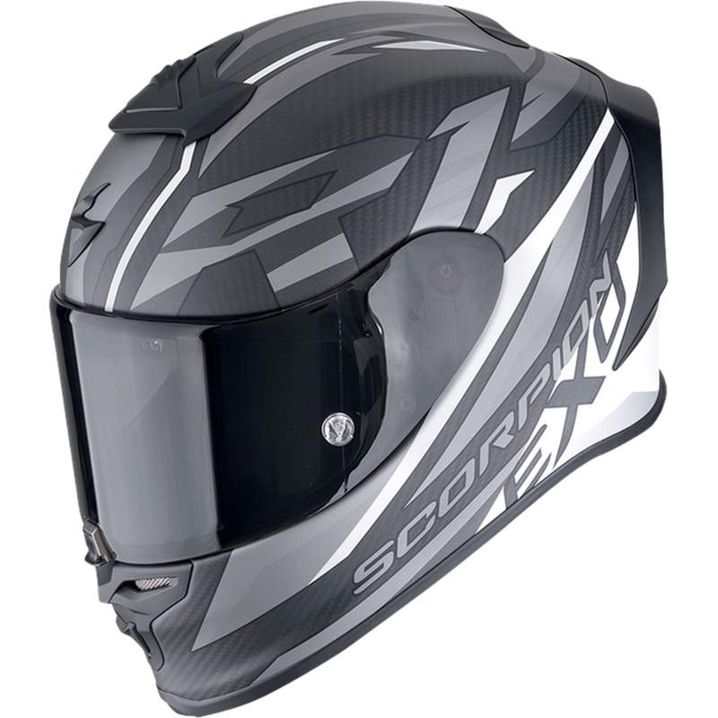 Integrierter Motorradhelm Scorpion EXO-R1 EVO CARBON AIR RUNNER mattschwarz-weiß