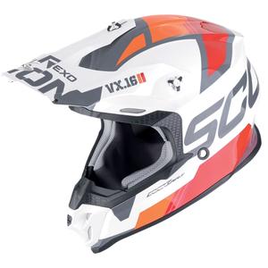 Motocross-Helm Scorpion VX-16 EVO AIR ANALOG weiß-orange