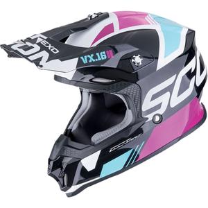 Motocross-Helm Scorpion VX-16 EVO AIR ANALOG metallic schwarz-blau-rosa