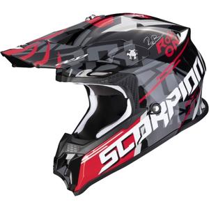 Motocross Helm Scorpion VX-16 EVO AIR ROK BAGOROS schwarz-grau-weiß-rot