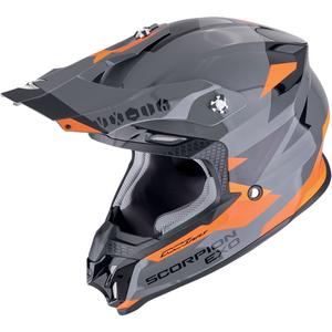 Motocross-Helm Scorpion VX-16 EVO AIR ROD grau-orange