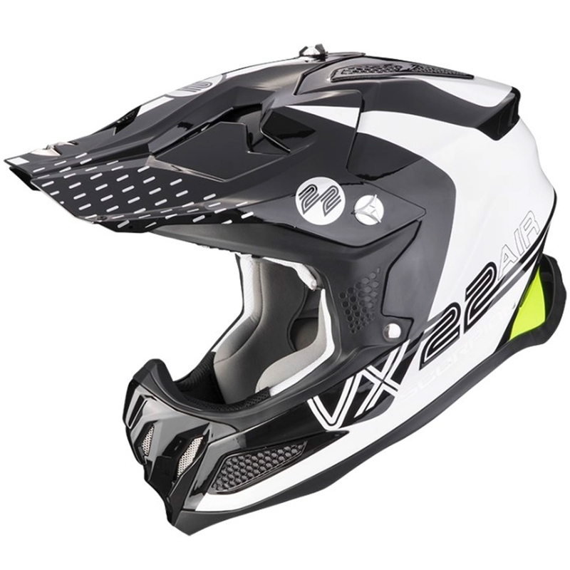 Motocross Helm Scorpion VX-22 Air Ares schwarz-weiß-fluorgelb
