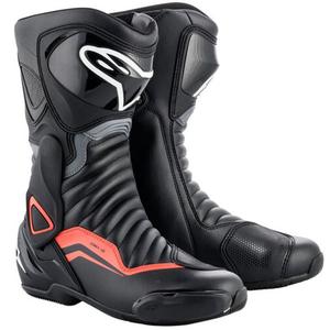 Alpinestars S-MX 6 Motorradstiefel schwarz-grau-fluo rot