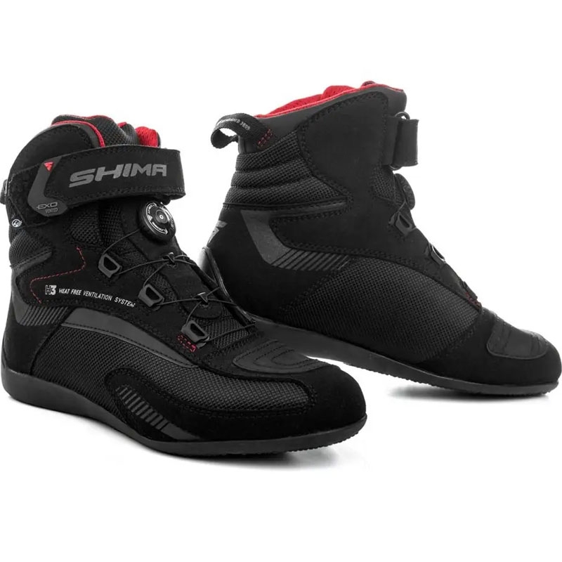 Shima Exo Vented Damen-Motorradstiefel, schwarz-grau-rot