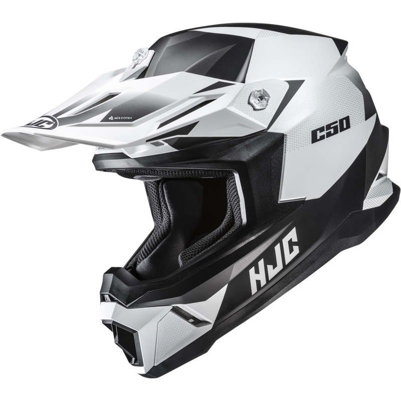 Motocrosshelm HJC C50 Slide MC10SF schwarz-weiß