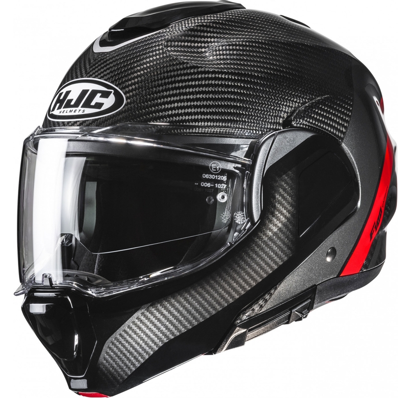 HJC F100 Carbon Stan MC1 Motorrad Klapphelm Schwarz-Rot