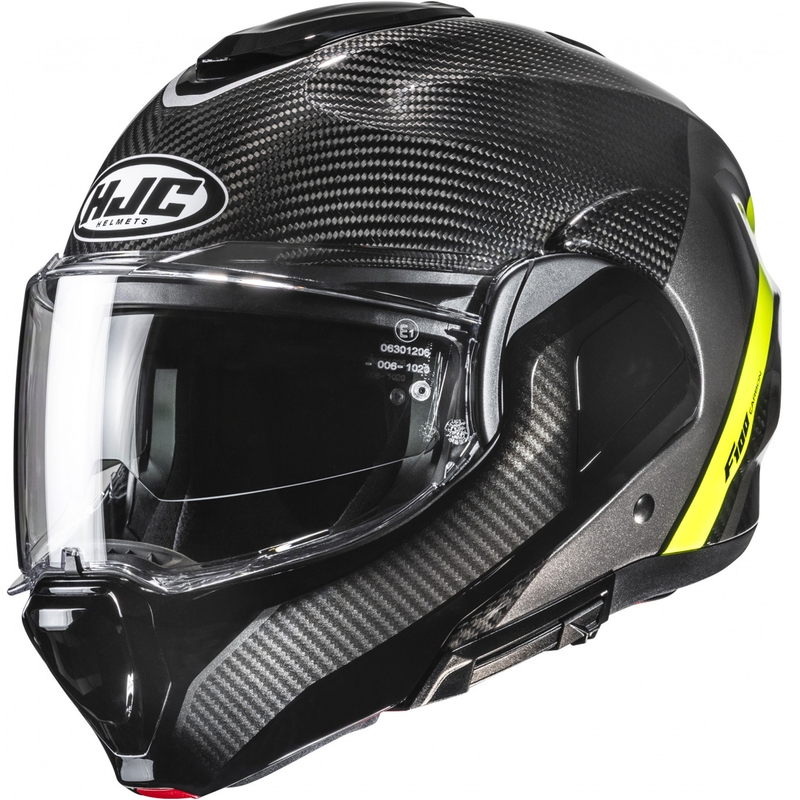 Klapphelm Motorrad HJC F100 Carbon Stan MC3H schwarz-fluo gelb