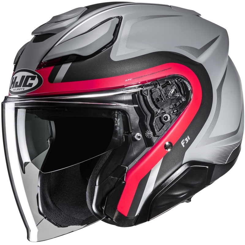 Jet-Motorradhelm HJC F31 Bask MC1SF grau-rot-schwarz