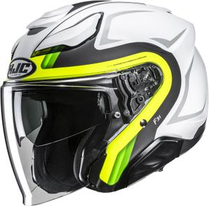 Offener Motorradhelm HJC F31 Bask MC3HSF weiß-grau-fluogelb