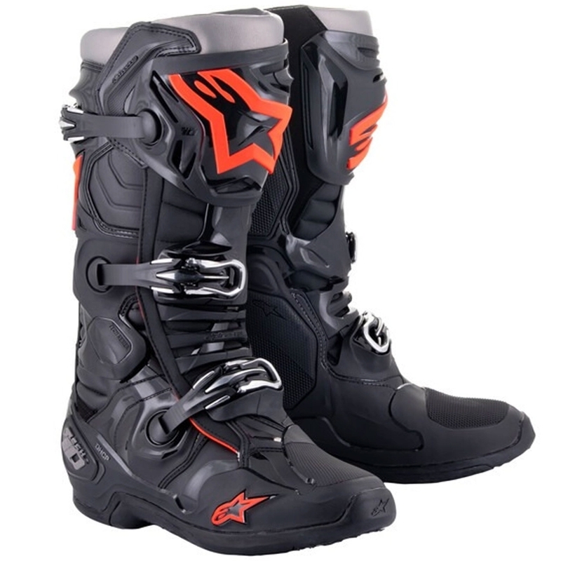 Alpinestars Tech 10 Motorradstiefel schwarz-fluo rot-grau