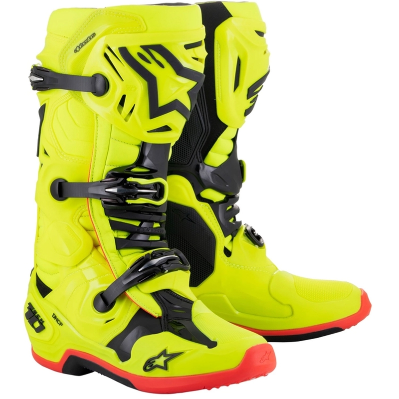 Motorradstiefel Alpinestars Tech 10 gelb fluo-schwarz-rot fluo