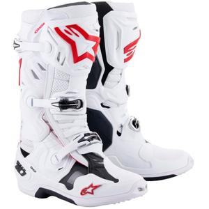 Alpinestars Tech 10 Supervented Motorradstiefel Perforiert Weiß-Rot-Schwarz