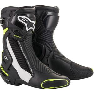 Alpinestars SMX Plus 2 Motorradstiefel schwarz-weiß-fluogelb