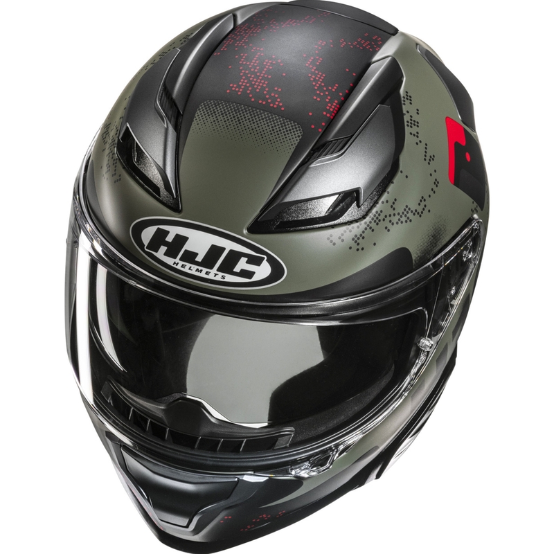Integralhelm Motorrad HJC F71 Faco MC1SF khaki-schwarz