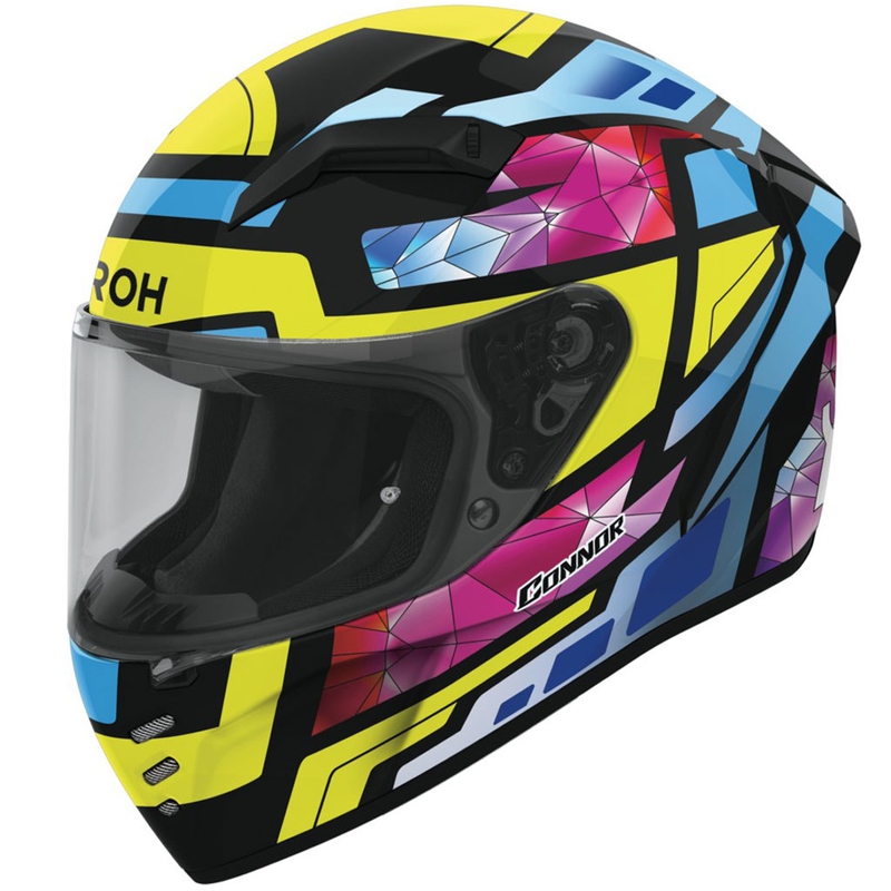 Airoh CONNOR Stellar Integralhelm Motorrad glänzend gelb-blau-pink-schwarz