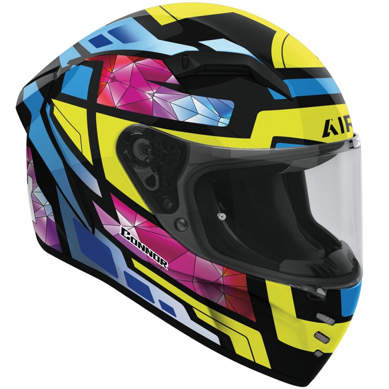 Airoh CONNOR Stellar Integralhelm Motorrad glänzend gelb-blau-pink-schwarz