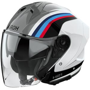 Offener Motorradhelm Airoh H21 Arrow glänzend grau-weiß