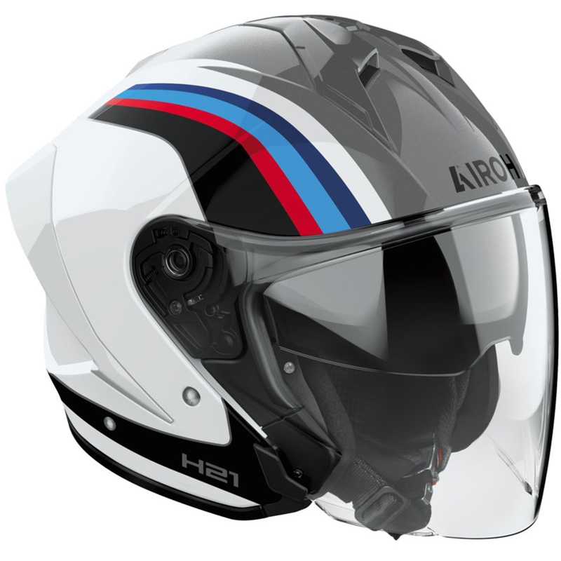 Offener Motorradhelm Airoh H21 Arrow glänzend grau-weiß