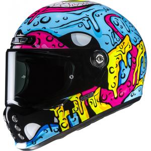 Integralhelm Motorrad HJC V10 Squeeze MC28 blau-gelb-pink