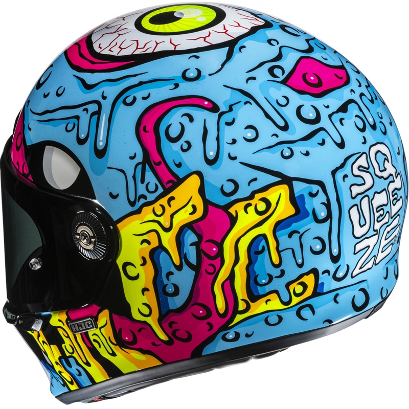 Integralhelm Motorrad HJC V10 Squeeze MC28 blau-gelb-pink