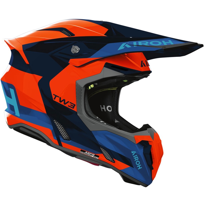 Motocross-Helm Airoh Twist 3 Fancy glänzend fluo orange-blau