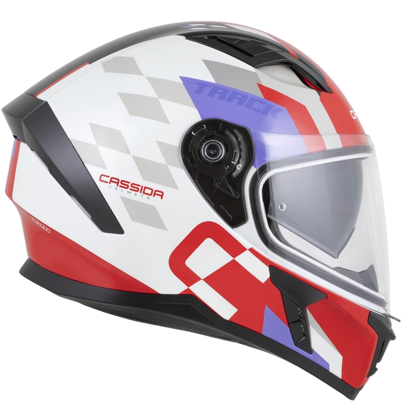 Cassida Orbit Track Integralhelm Motorrad fluo rot-weiß-lila-schwarz