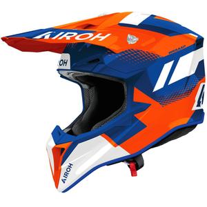 Motocross-Helm Airoh Wraaap Vision glänzend orange-blau