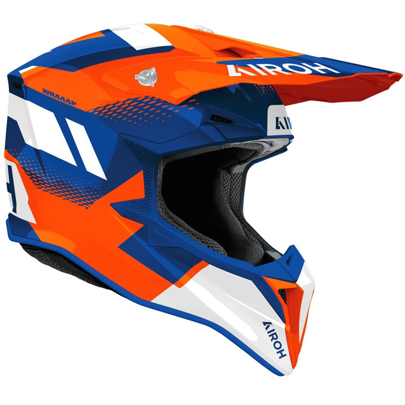 Motocross-Helm Airoh Wraaap Vision glänzend orange-blau