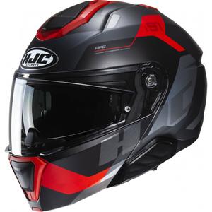 Motorrad-Klapphelm HJC i91 Carst schwarz-grau-rot