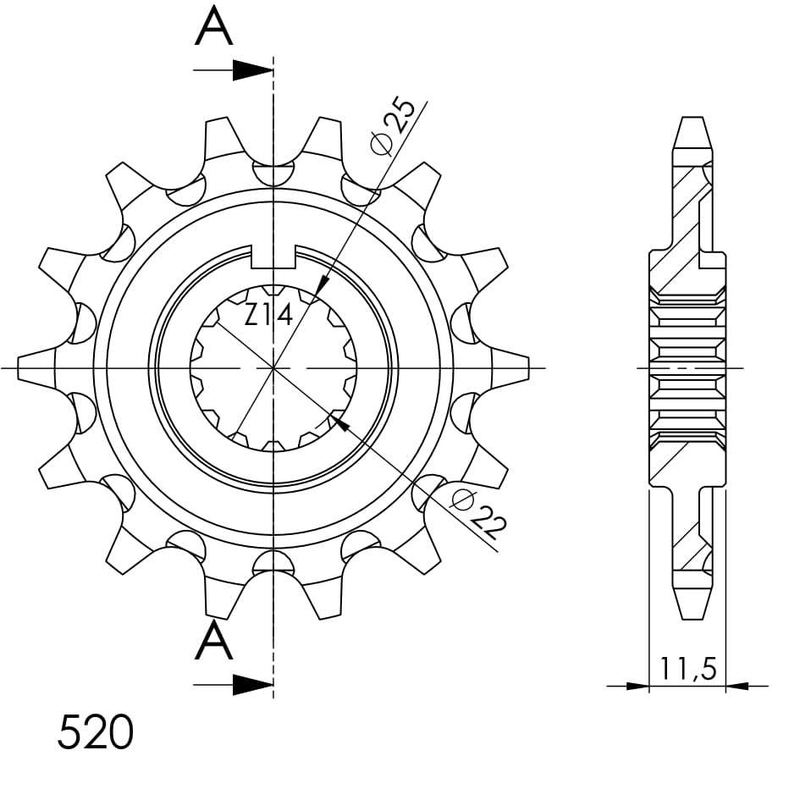 Ritzel SUPERSPROX STEALTH 14T, 520