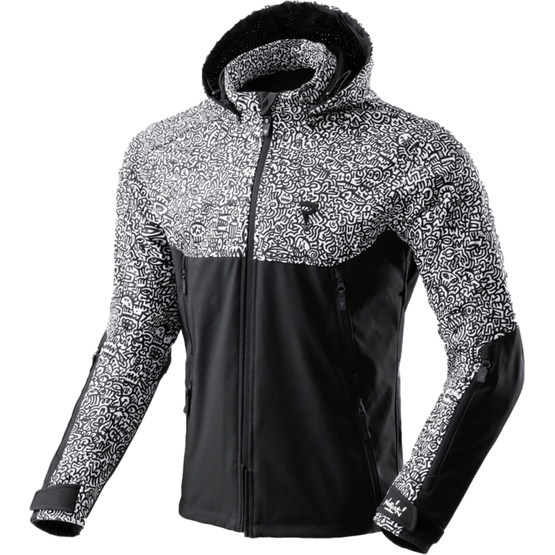 Rebelhorn Slash Noriaki Softshell-Motorradjacke schwarz-weiß