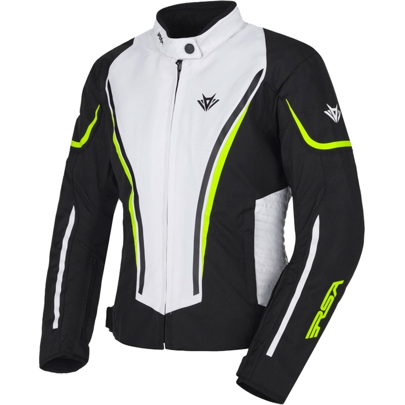 Damen-Motorradjacke RSA Wasp, weiß-schwarz-fluoreszierend gelb