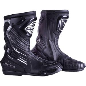 Street Racer Grid Motorradstiefel in Schwarz und Weiß