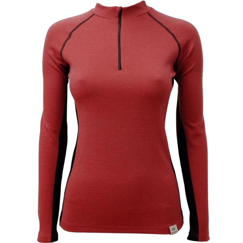 Damen Thermo-T-Shirt nanosilver® Grapes mit Reißverschluss weinschwarz