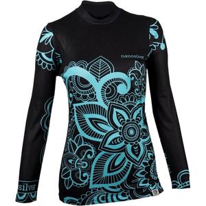 Damen Thermo-T-Shirt nanosilver® Flower türkis - Langarm