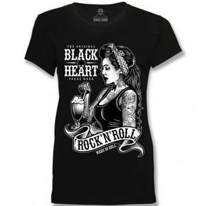 Frauen Schwarz Herz Pin Up Shake T-Shirt Schwarz