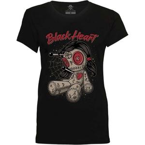 Damen T-Shirt Black Heart Woodoo Doll schwarz