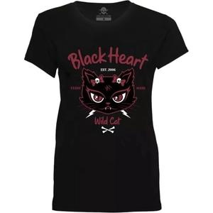 Damen-T-Shirt Black Heart Wild Cat schwarz