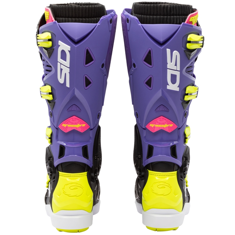 Motorradstiefel SiDi Crossfire 3 SRS lila-schwarz-fluoreszierend gelb