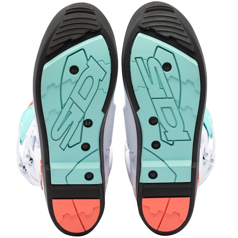 Motorradstiefel SiDi Crossfire 3 SRS weiß-fluoreszierend mint-fluoreszierend korallenrot