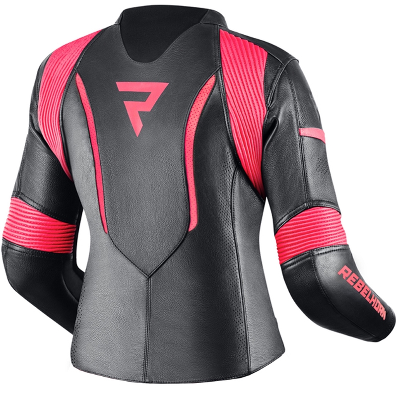 Damen-Motorradjacke Rebelhorn Rebel schwarz-fluoreszierend pink