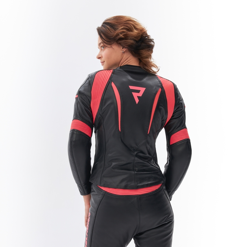 Damen-Motorradjacke Rebelhorn Rebel schwarz-fluoreszierend pink