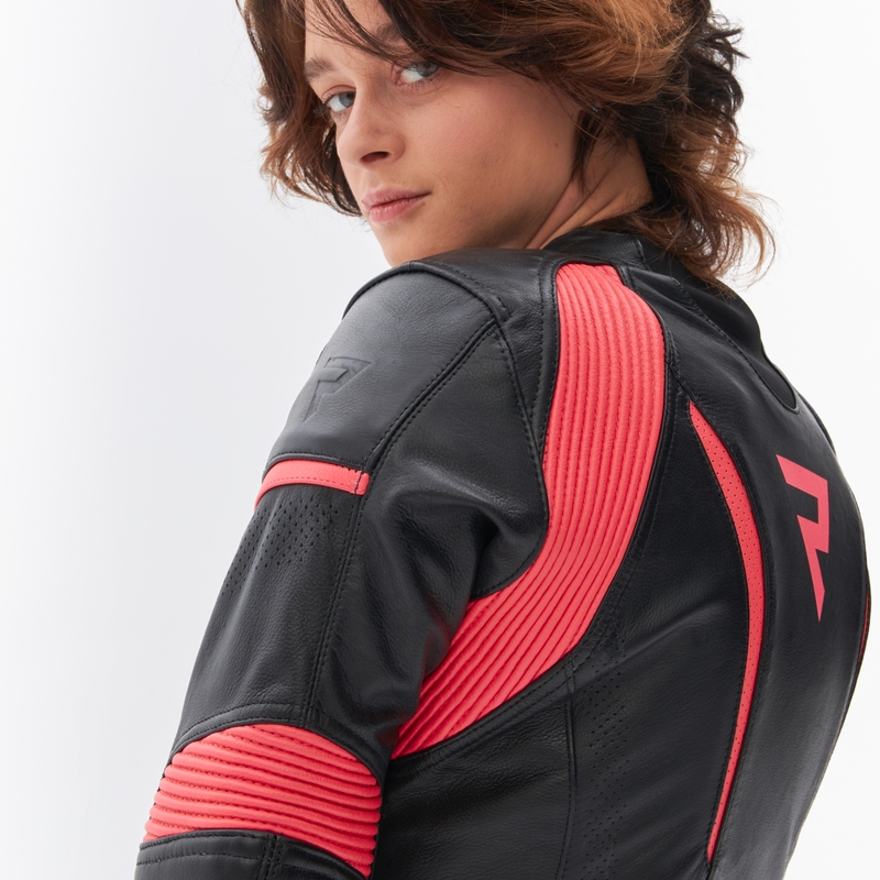 Damen-Motorradjacke Rebelhorn Rebel schwarz-fluoreszierend pink