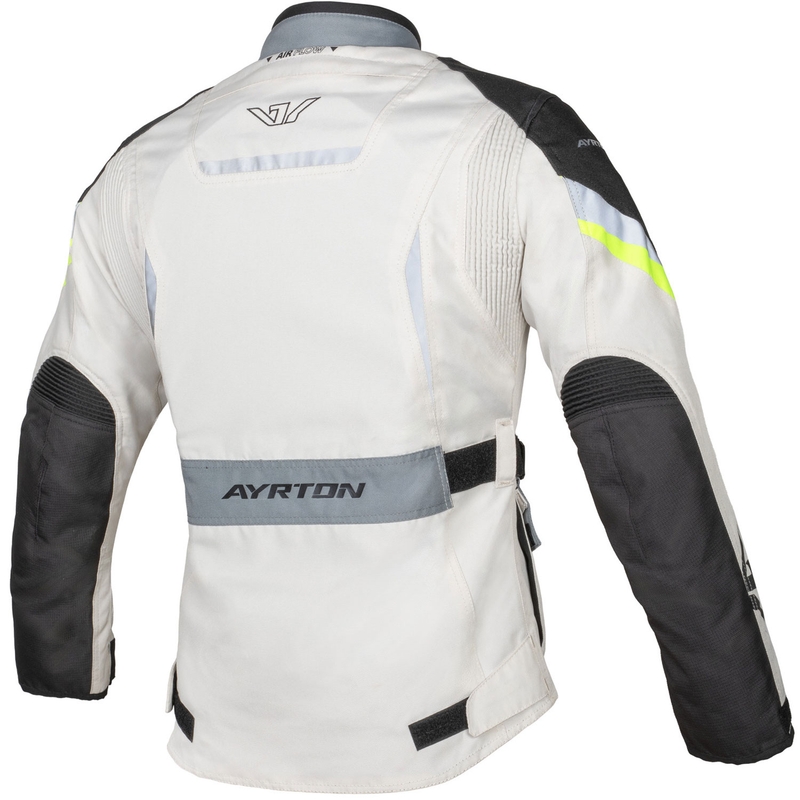 Damen-Motorradjacke Ayrton Teressa II, cremefarben-fluoreszierend gelb-grau-schwarz