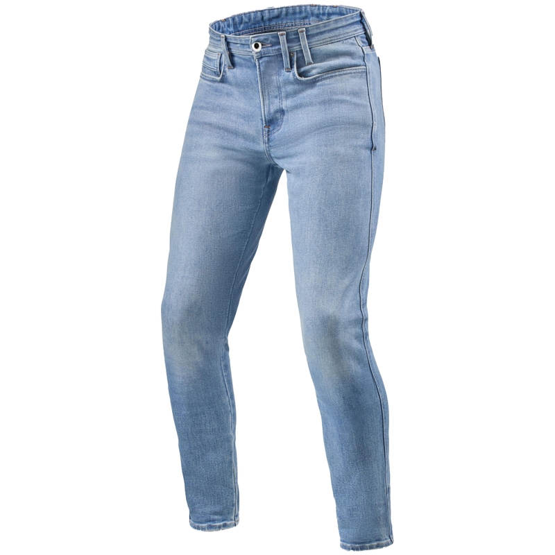 Revit Piston 3 Skinny Hellblaue Extra Cropped Motorradjeans