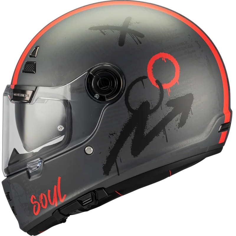 Integralhelm MT Jarama SV Papercut C15, mattgrau-rot