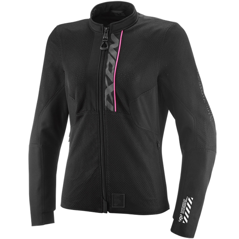 Damen-Motorradjacke IXON Ostro Lady schwarz-fluoreszierend pink