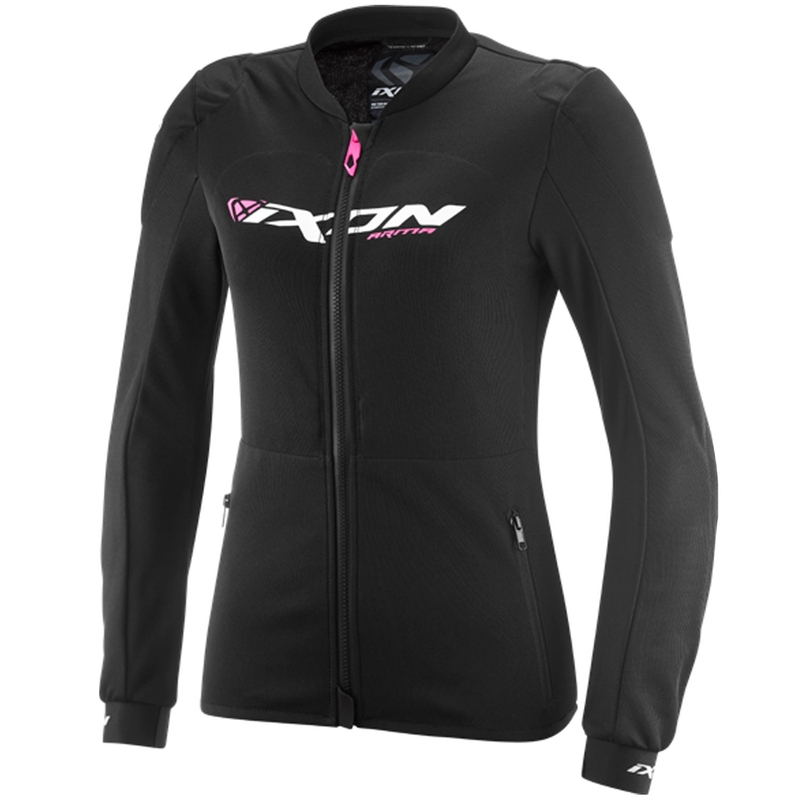 Motorrad-Sweatshirt für Damen IXON Arma schwarz-weiß-fluoreszierend pink