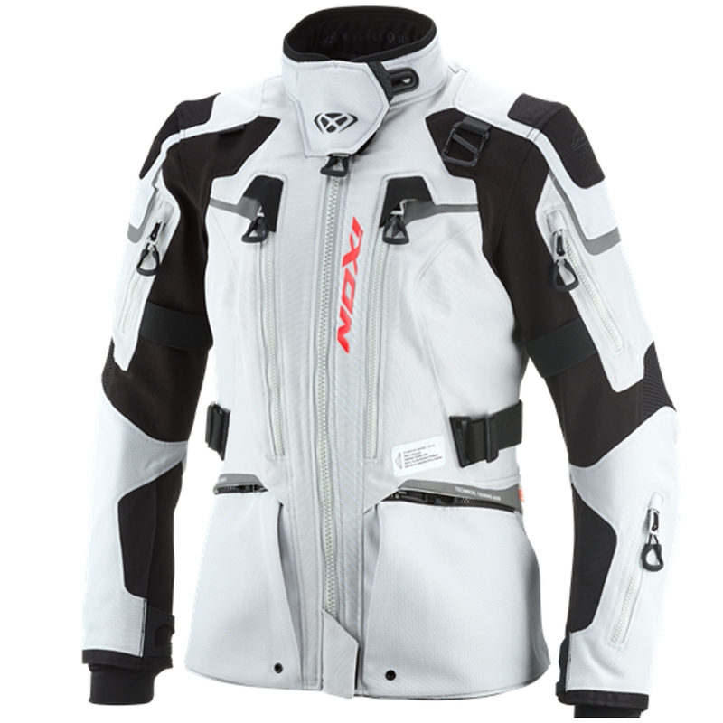 Damen-Motorradjacke IXON Odin hellgrau-schwarz